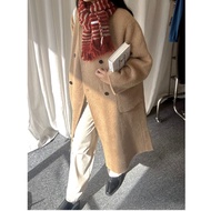((Cedar Wood) [] Small Lapel Double-Breasted Handmade Wool Coat (Cedar)