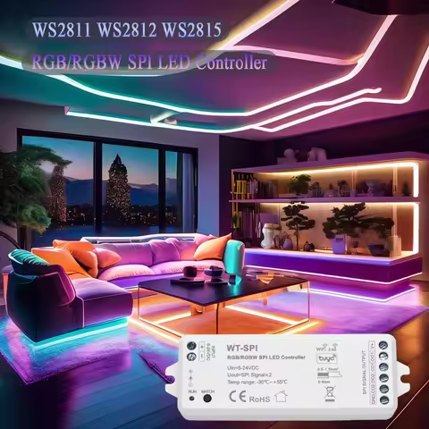 WS2812B WS2811 2.4G WiFi WT-SPI RGB SPI LED Strip Controller Tuya APP/Smart Life/Google Home/Alexa C