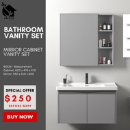 SG Stocks 60CM. Bathroom Vanity Mirror Set / PVC+ALUM Bathroom Cabinet / Basin Cabinet with Mirror Cabinet | NS1202-A60
