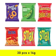 Snack Super Ring | Green Pea | Rostik | Rota Prawn Cracker | Smax BBQ | Smax Roasted Corn 30 pcs x 1