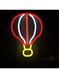 1入組手工製作熱氣球LED牆面霓虹藝術招牌，適用於婚禮、派對、酒吧、酒廊、禮品店、客房、衣物店、健身房、影院、夏季遊樂場所裝飾
