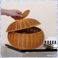 [LzdjlmyabMY] Rattan Basket with Lid Imitation Rattan Woven Basket Snack Storage Basket