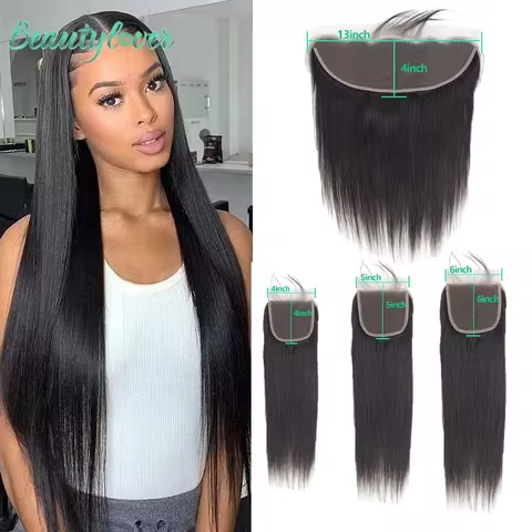 4X4 5X5 6X6 Closure 13X4 Lace Frontal Only Transparent Lace Closure 8-26inch Brazilian Straight Lace