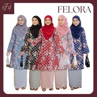 Nfh Boutique - FELORA baju kurung muslimah -baju printed bunga material hua lili