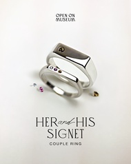 [Open on Museum] แหวนคู่สลักตัวอักษรได้ Her Signet and His Signet Ring ผลิตจากเงินแท้ ฝังพลอย