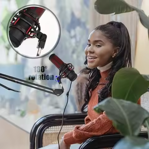 LA-For Hyperx Quadcast Microphone Stand 3/8-Inch Or 1/4-Inch Microphone Adapter And Boom Arm Mountin