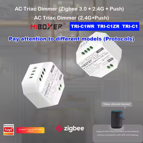 MiBoxer TRI-C1ZR AC Triac Dimmer Zigbee 3.0 + 2.4G + Push Switch Push Dimmer Support App /Voice Cont