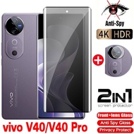 Vivo V40 5G V40Pro 2024 Private Tempered Glass Full Cover Screen Protector Anti Peek Privacy Film Fo