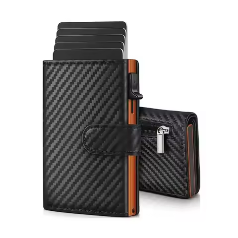 Slim RFID Blocking Men's Wallet with Pop up Card Holder Automatic Credit Card Case