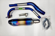 คอท่อ งานแสตนเลส สำหรับ Yamaha Mslaz M-Slaz และ R15 เก่า สีไทเท พร้อมปลายท่อ และแคทลดเสียง  Yoshimar