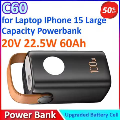 C60 20V 22.5W 60Ah New Power Bank USB C Portable Charging External Spare Battery for Laptop IPhone 1