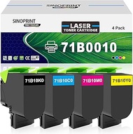 SINOPRINT Compatible Toner Cartridge Replacement for Lexmark 71B0010 71B10K0 71B10C0 71B10M0 71B10Y0