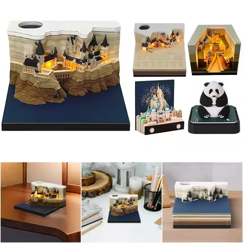 Time Piece Calendar 2026 3D Memo Pads Calendar with LED Light 3D Art Calendar Christmas Gift for Col