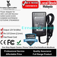 Replacement Power Adapter AOC DC 12V 5A 5.5*2.5mm Round Pin for AOC E2043 E2243 E2343 LCD LED Monito