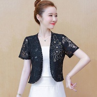 221HLLC 2024 Womens Cheongsam Top Lace Cardigan Bolero Blouses Small Shawl Plus Size Formal Elegant 