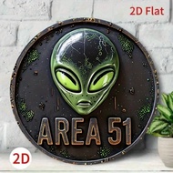 HELLOYOUNG Vintage Area 51 UFO Alien Sign Metal Wall Art Decor for Cafe Garage Bar Home