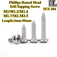 [HL-ZGLS] SUS304 Phillips Round Head Self-Tapping Screw M1/M1.2/M1.4/M1.7/M2-M3.5 Cross Pan Head Poi