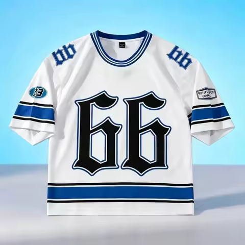 Y2K Vintage Streetwear Gothic Number 66 Multi Stripe Hockey Jersey 3DAll Over Print Breathable Unise