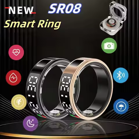 SR08 Smart Ring Men Women LED Display Screen Heart Rate Blood Oxygen Monitoring Multi Sports Modes I