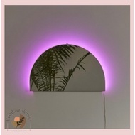 Half Moon LED Mirror Glass Decoration | Aesthetic Mirror | LED Mirror Glass