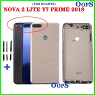 Back Housing For HUAWEI Nova 2 Lite Y7 Prime 2018 Back Battery Cover Housing Case With Button ON OFF Camera Lens