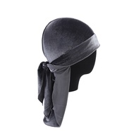 Vintage Velvet Durag Solid Color Lace Up Head Wraps Soft Bandana Elastic Turban Cap Comfortable Cycl