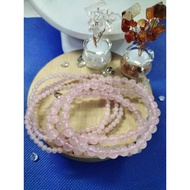 Necklace 3laps Rose Quarts Natural Crystal