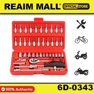 REAIM Socket Wrench Set 46PCS Tool Box Car Motorcycle Repair Set Hand Tools Home Service Motor DIY K