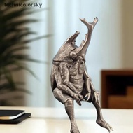 Tcyy Antique Brass Realistic Beetle Sculpture Dual Horned Beetle Figurine With Intricate Detailing C