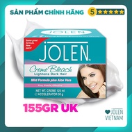 Kem tẩy màu lông Jolen 155gr cho da nhạy cảm - Nhập khẩu chính hãng UK (Kem làm nhạt màu lông/ Kem n