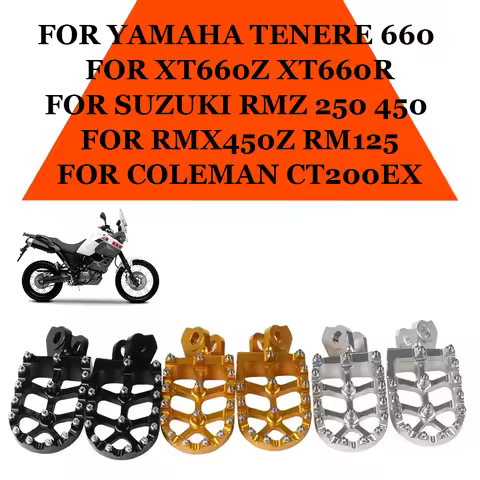 Foot Pegs Footpeg Pedals Rests For Yamaha Tenere 660 XT660Z XT660R For Suzuki RMZ250 RMZ450 RMX450Z 