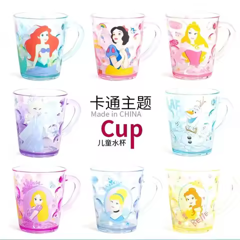 Cool Mickey Minnie Plastic Mug Mouthwash Cup Cute Elsa Anti-slip Household Milk Mugs Stitch Coffee C