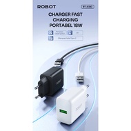 18w USB to Type C 100cm Charger - Robot RT-A18C Charger Type C Fast Charging