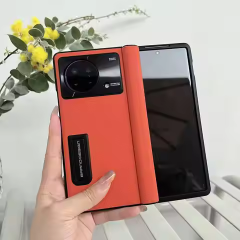 Genuine Leather For VIVO X Fold Plus Case Magnetic Stand Frame Hard Glass Screen Cover