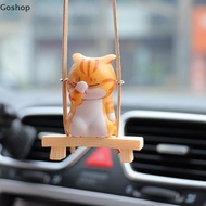 Goshop Creative Face Covering Cat Swing Car Accessories Decorative Pendant Cute Car Pendant op