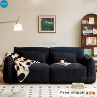 Ness Veet Fabric Sofa Light Small Apartment Home Three-Seater Retro No Steel Ring Warm Island Sofa