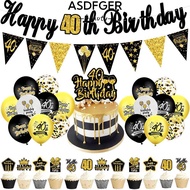 ASDFGER Birthday Balloons Set Gold Black Anniversary Decor Party Decoration 30th 40th 50th 60th Cake