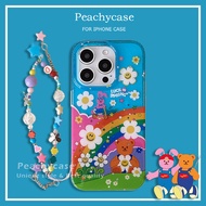 Glitter Kawaii Wiggle Rainbow Bear Sunflower Phone Case Compatible for iPhone 16 15 14 13 Pro Max 16