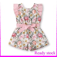 Onesies for Baby Girl Floral Jumpsuit for Newborn Baby 2 3 4 Years Old With Belt Ootd for Baby Girls