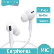【50% OFF Voucher】KUULAA In Ear Earphones With Built-in Microphone With Mic 3.5mm In-Ear Wired Headset For Smartphones For Xiaomi Headphones Type-C Wired Earphones for Xiaomi Samsung Huawei Lightning Earphone HiFi Quality iPhone Earbuds