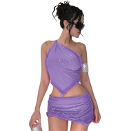 Bộ Váy Nữ beautifultime áo vét không tay BẤT ĐỐI XỨNG khoan sửa chữa nhanh với trang phục mùa hè Châ