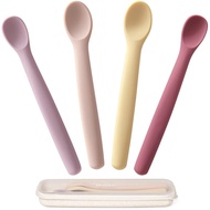 MoonkieBabySpoonsSetof4,ToddlerSpoonsforSelfFeeding6Months,TwoSizesFeedingSpoonsforFirstStage4+Month