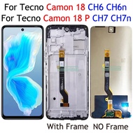 Black 6.8inch For Tecno Camon 18 CH6 CH6n LCD Display Touch Screen Digitizer Assembly / With Frame F