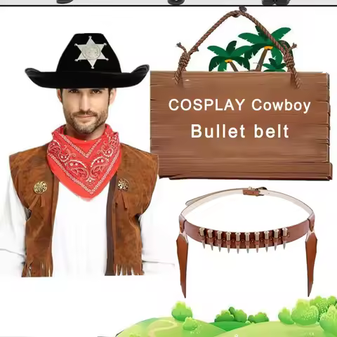1 item, Halloween costume prop, cowboy handgun gun holster bullet belt, handgun prop bullet, Hallowe