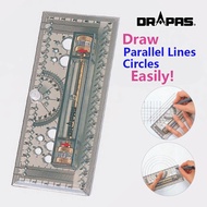 Drapas  parallel line and circle drawing interesting ruler,15cm, from Japan