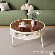 Household Round New Style Small Apartment Style Living Room Table Cream Round Table Creative Coffee 