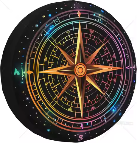 Adventure Await Compass Spare Tire Cover Weatherproof Sun Protection Wheel Tire Cover Universal Fit 