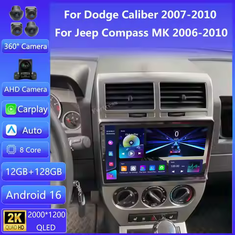 Android 16 For Dodge Caliber 2007- 2012 2K QLED Android Car Radio Multimedia Video Player GPS AI Voi
