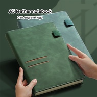 (Can Engrave Logo) A5 leather business notebook, journal, student diary, meeting minutes pad, travel
