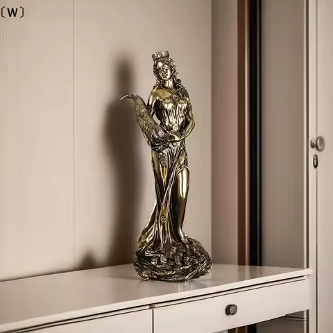 〔W〕Tyche Goddess Fortune Statue Ancient Greek Sculpture Wealth Cash Register Opening Gift Office Luc